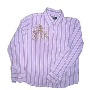 Rocawear Men's Purple Striped Shirt with Gold Accent